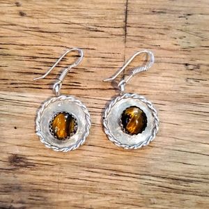 VINTAGE Navajo tiger's eye silver earrings